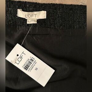 BNWT LOFT FAUX WRAP BLACK TWEED MINI SKIRT WORK  OR DATE NIGHT